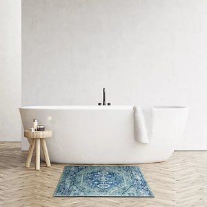 new Wild Sage Printed 20x33 inch Bathroom Rug in Aqua Blue Gray Green colors